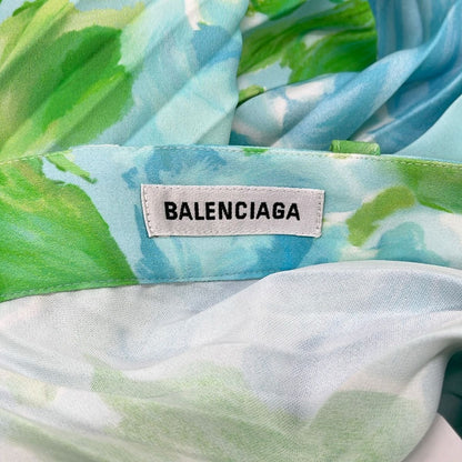 Balenciaga Long Skirt 36 S Green Light Blue Pleated — view 3