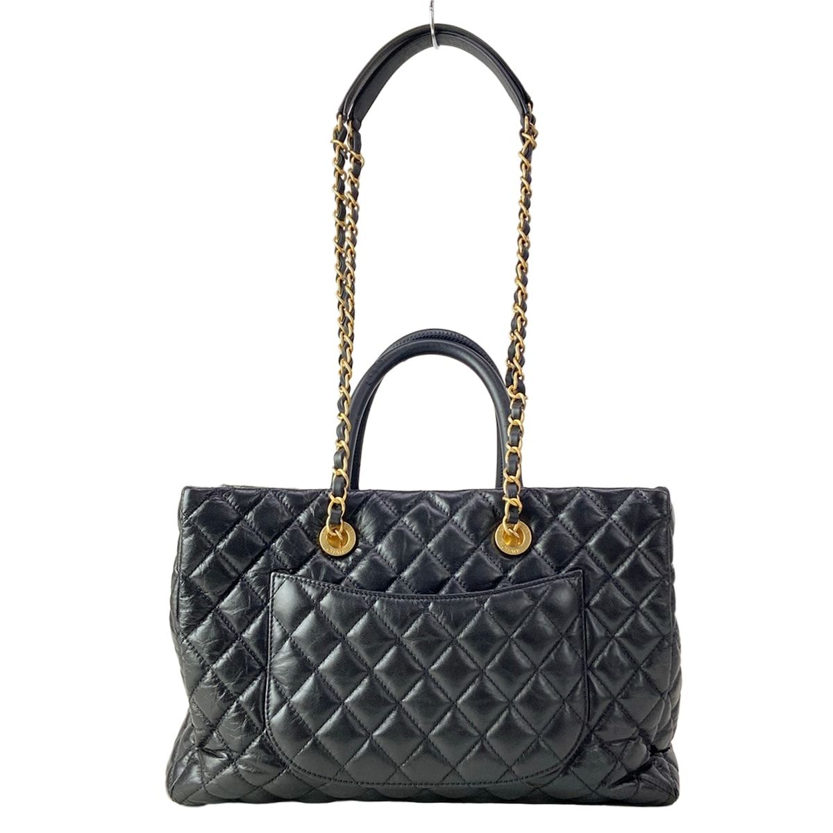 Chanel Shoulder Bag Quilted Black Matte Togo Chain 2-Way — view 3