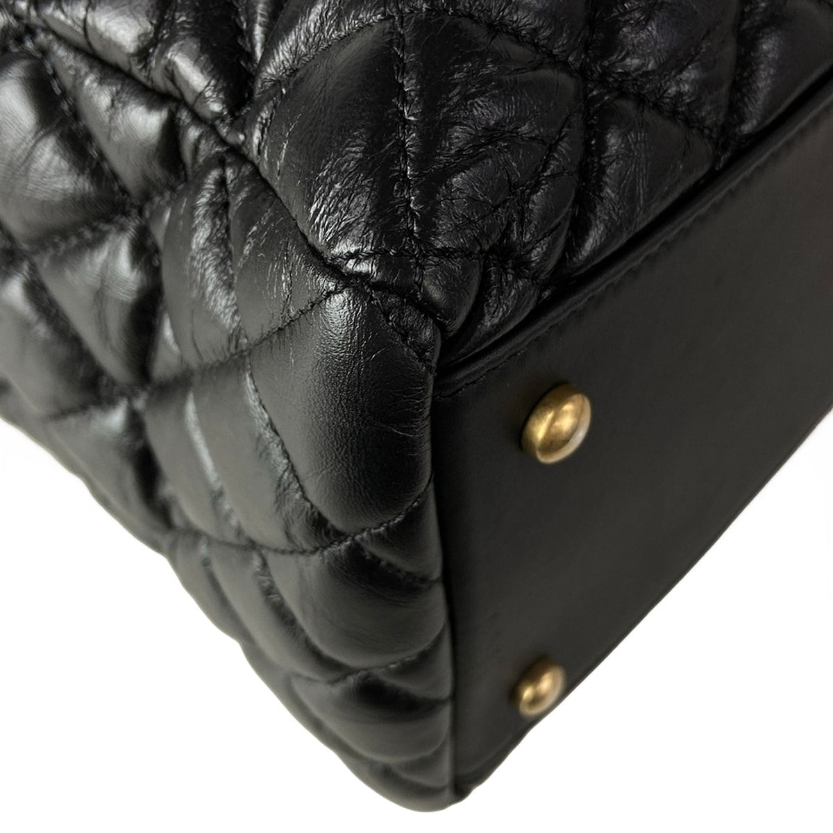 Chanel Shoulder Bag Quilted Black Matte Togo Chain 2-Way — view 9