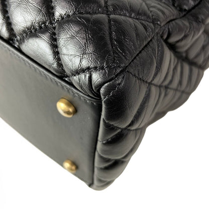 Chanel Shoulder Bag Quilted Black Matte Togo Chain 2-Way — view 6