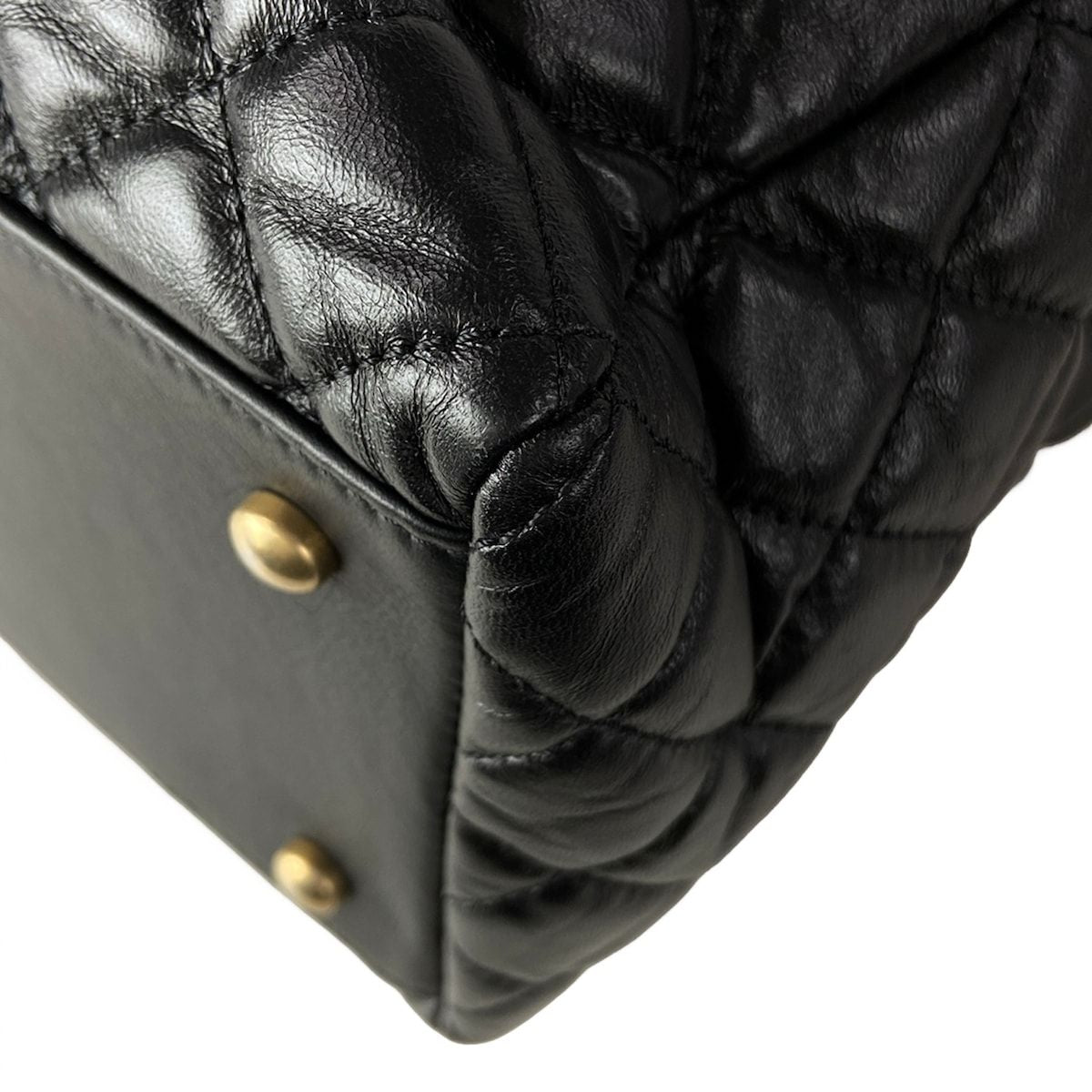 Chanel Shoulder Bag Quilted Black Matte Togo Chain 2-Way — view 8
