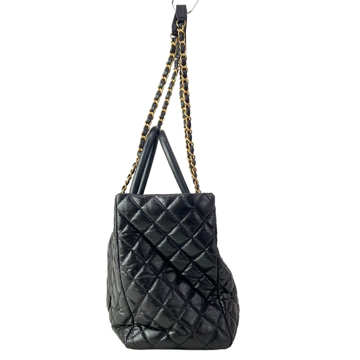 Chanel Shoulder Bag Quilted Black Matte Togo Chain 2-Way — view 2