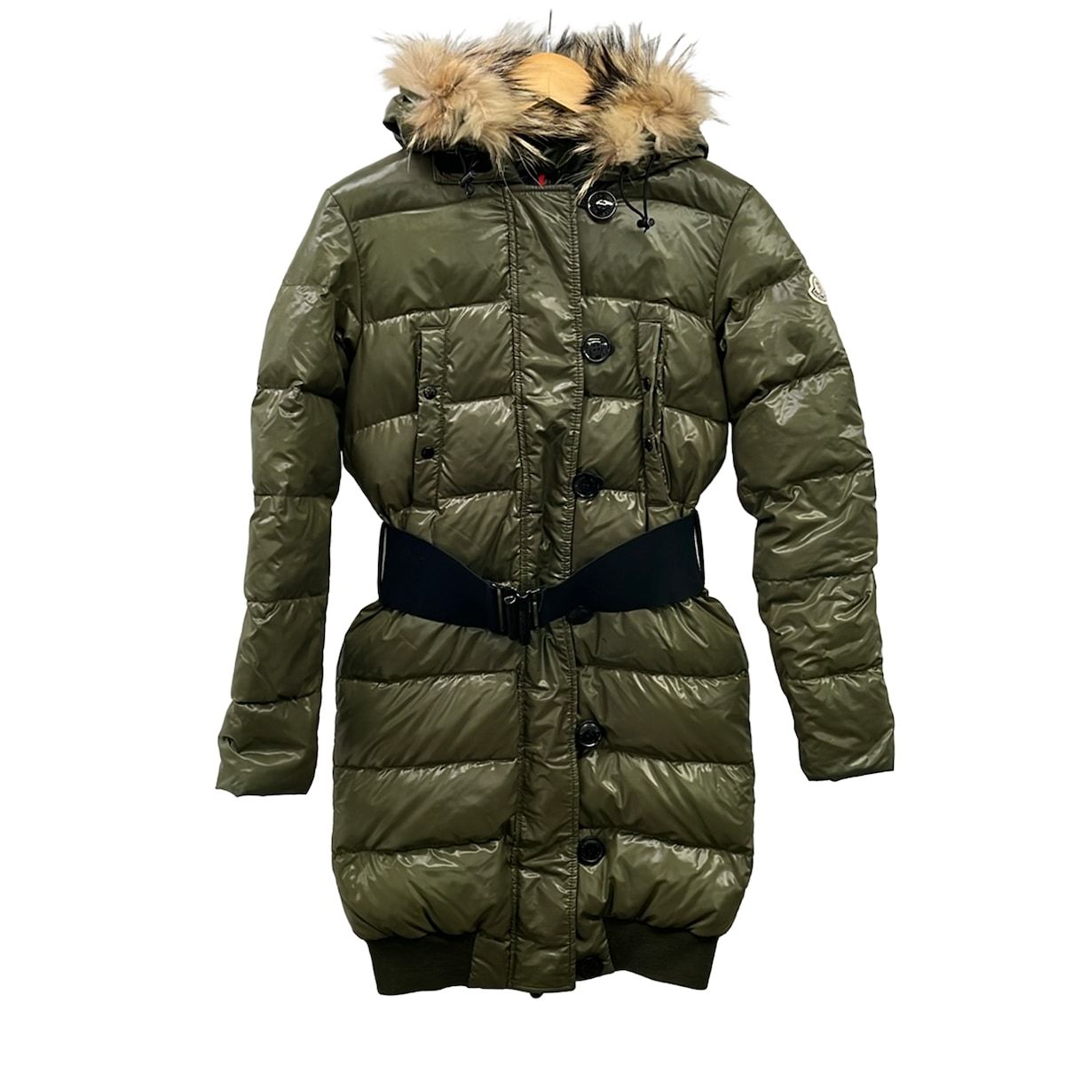 Moncler Down Coat 00 XS Khaki Long Sleeve Fur Winter