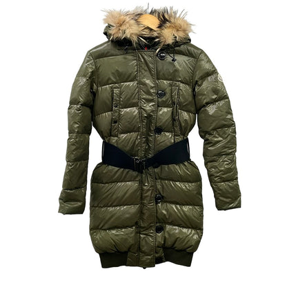 Moncler Down Coat 00 XS Khaki Long Sleeve Fur Winter