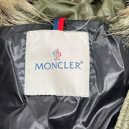 Moncler Down Coat 00 XS Khaki Long Sleeve Fur Winter — view 3