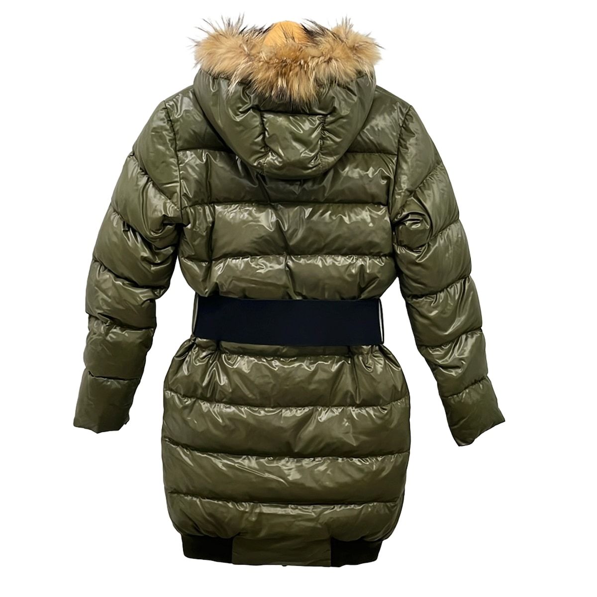 Moncler Down Coat 00 XS Khaki Long Sleeve Fur Winter — view 2