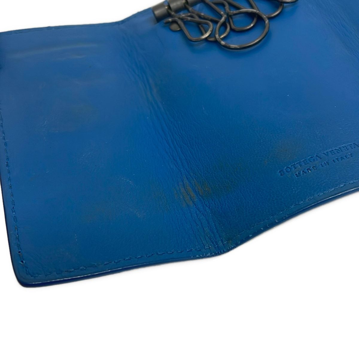 Bottega Veneta Key Case Dark Gray Blue Intrecciato 6 Key Holder Leather — view 7