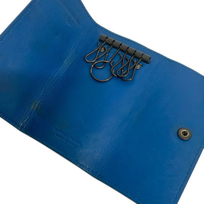 Bottega Veneta Key Case Dark Gray Blue Intrecciato 6 Key Holder Leather — view 3