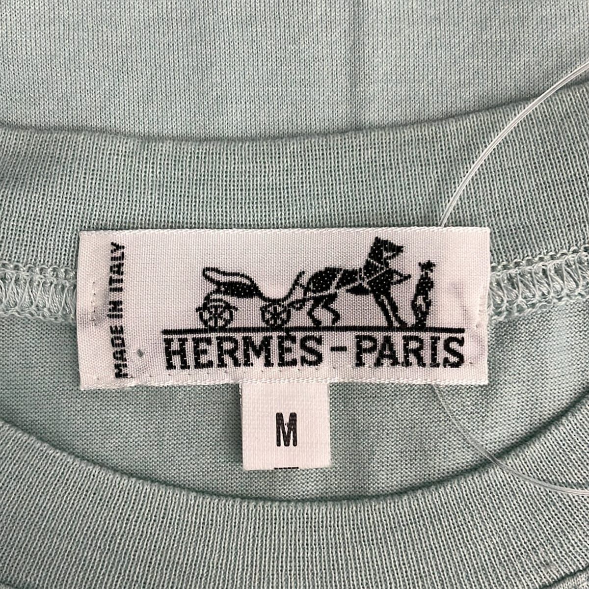 Hermes Short Sleeve T-Shirt M Light Green Embroidery — view 3