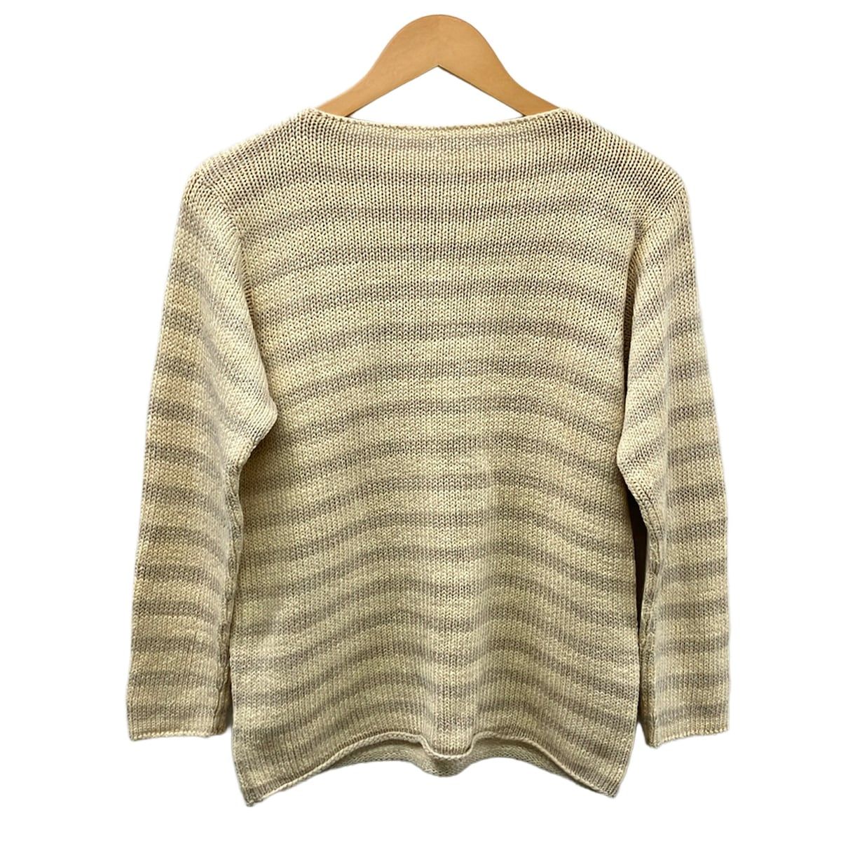 Hermes Long Sleeve Sweater XS Yellow Light Gray Border Silk Summer Knit — view 2