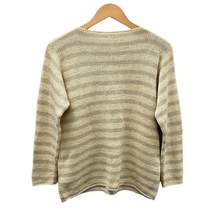Hermes Long Sleeve Sweater XS Yellow Light Gray Border Silk Summer Knit — view 2