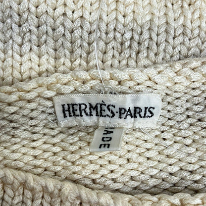 Hermes Long Sleeve Sweater XS Yellow Light Gray Border Silk Summer Knit — view 3