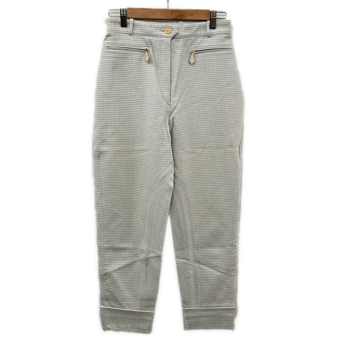 Hermes Pants 40 M Light Blue White Houndstooth