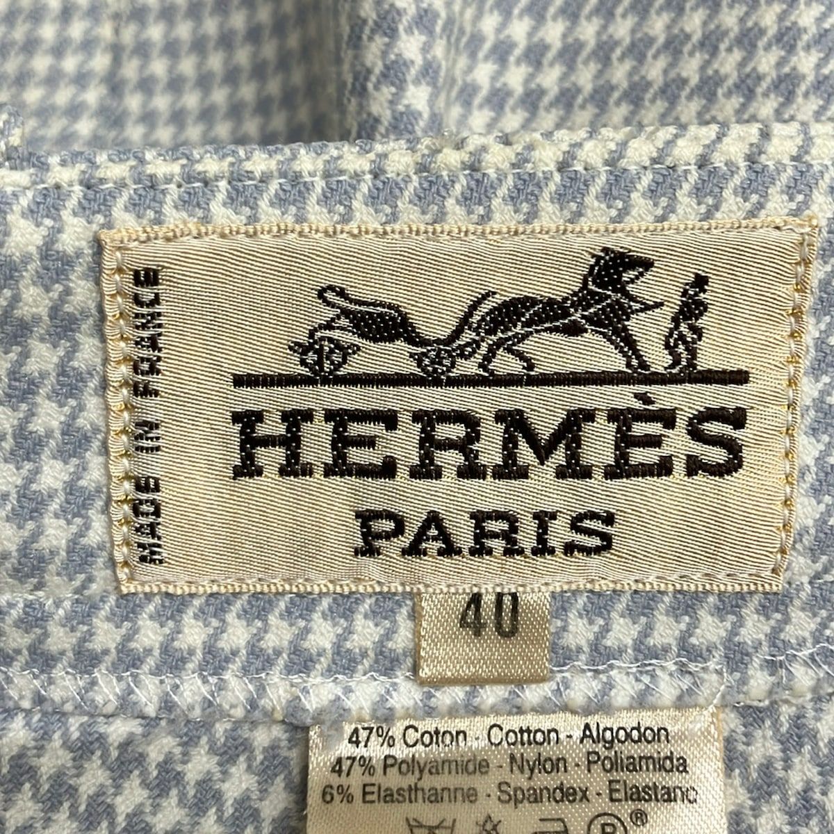 Hermes Pants 40 M Light Blue White Houndstooth — view 3