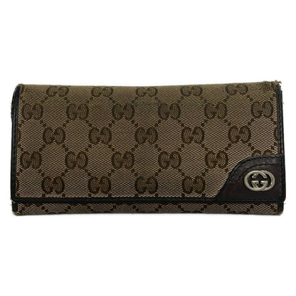 Gucci Wallet Light Brown Dark Silver GG Canvas Interlocking
