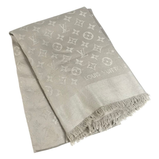 Louis Vuitton Shawl Monogram Large Wool Beige Scarf