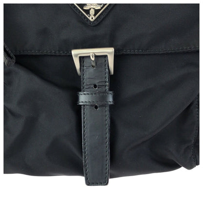 Prada Tessuto Black Silver Nylon Leather Shoulder — view 5