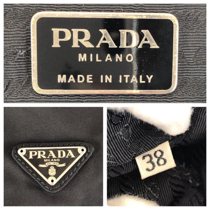 Prada Tessuto Black Silver Nylon Leather Shoulder — view 4