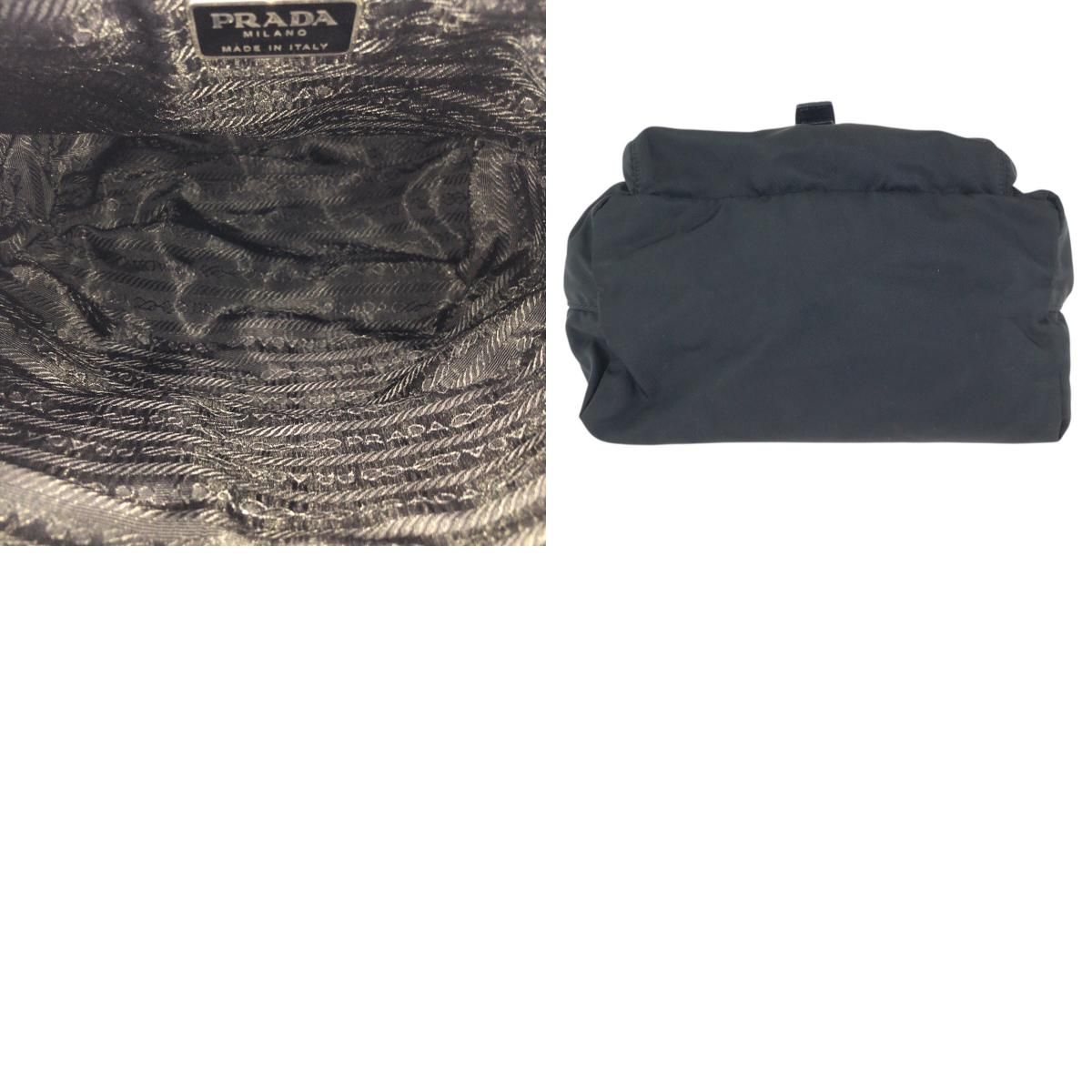 Prada Tessuto Black Silver Nylon Leather Shoulder — view 9