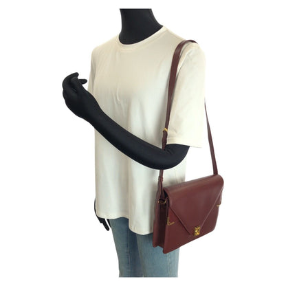 Cartier Vintage Must Line Wine Red Bordeaux Gold Leather Shoulder — view 7