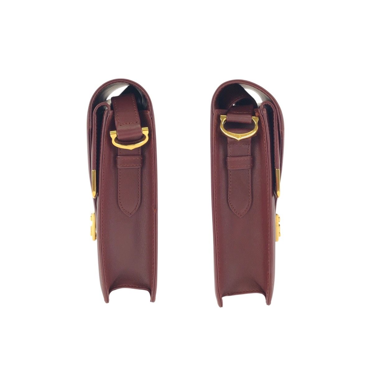 Cartier Vintage Must Line Wine Red Bordeaux Gold Leather Shoulder — view 8