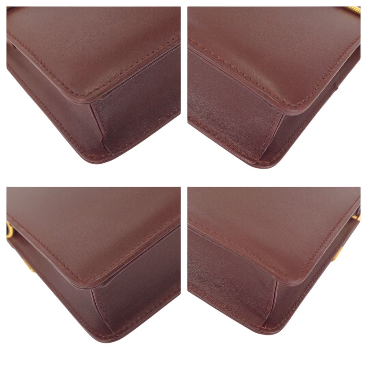 Cartier Vintage Must Line Wine Red Bordeaux Gold Leather Shoulder — view 3