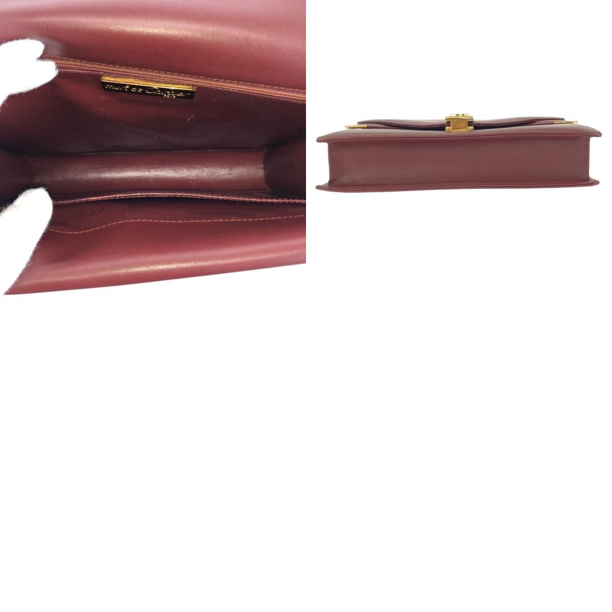 Cartier Vintage Must Line Wine Red Bordeaux Gold Leather Shoulder — view 9