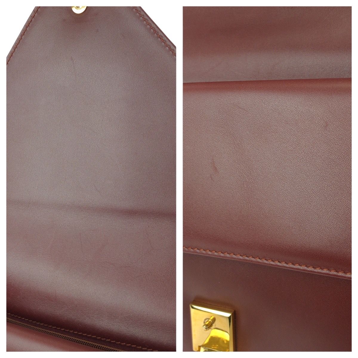 Cartier Vintage Must Line Wine Red Bordeaux Gold Leather Shoulder — view 6