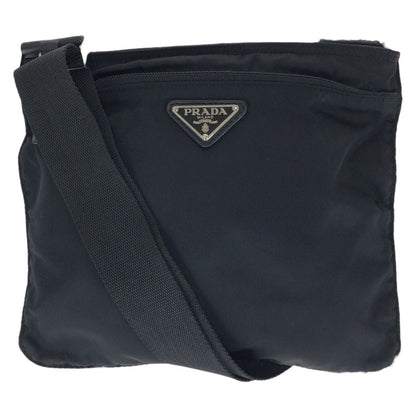 Prada Tessuto Black Silver Nylon Shoulder
