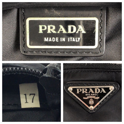 Prada Tessuto Black Silver Nylon Shoulder — view 4