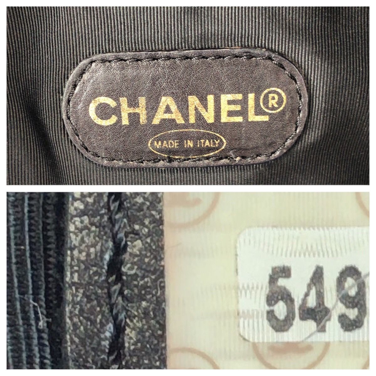 Chanel Vintage CC Logo Black Caviar Leather Marble Chain Tote Shoulder — view 4
