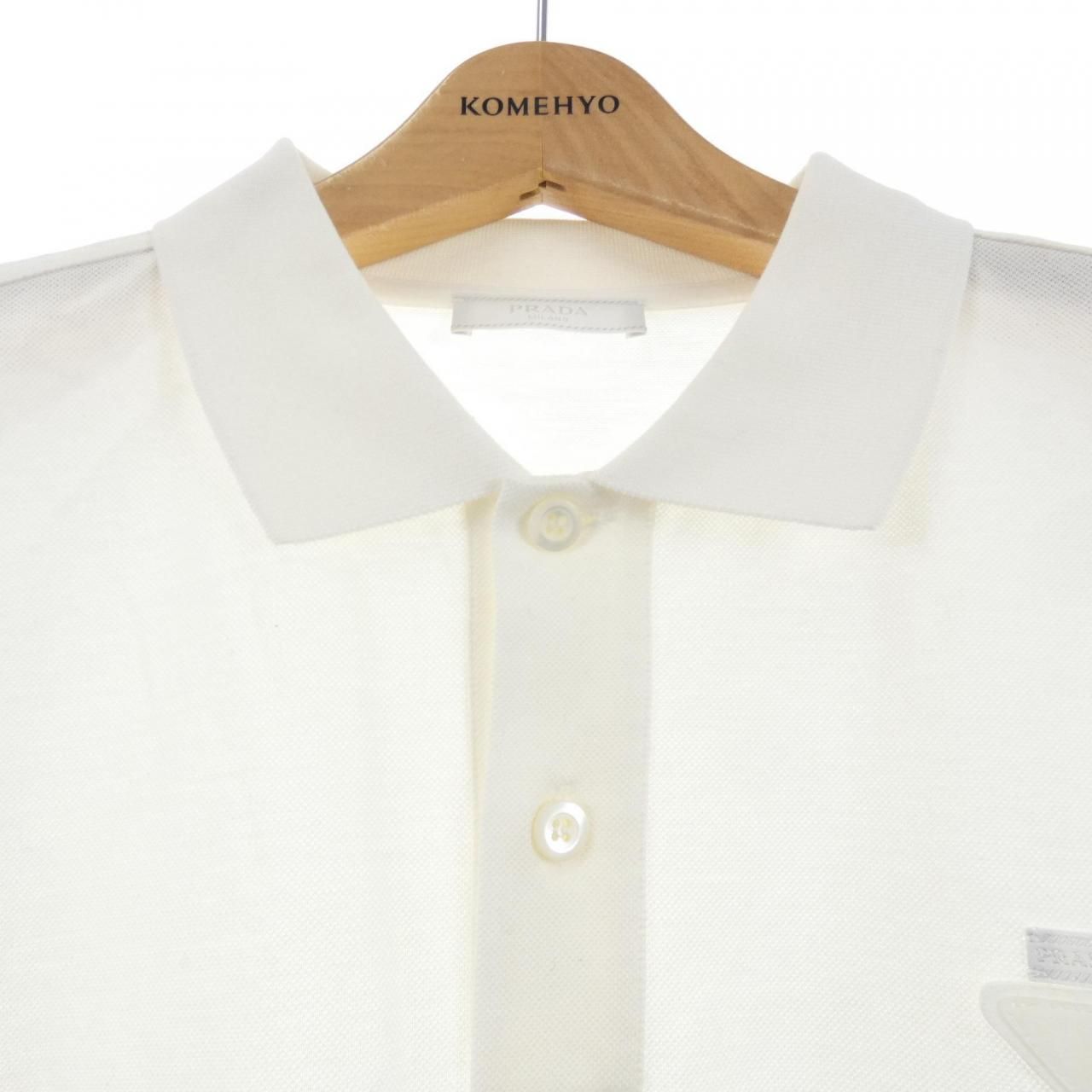 Prada Triangle Logo Pique Polo Shirt — view 5