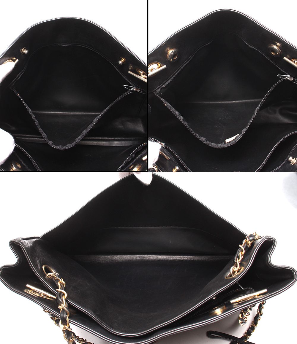 Chanel Chain Shoulder Bag Tote Gold Lambskin Quilted — view 6