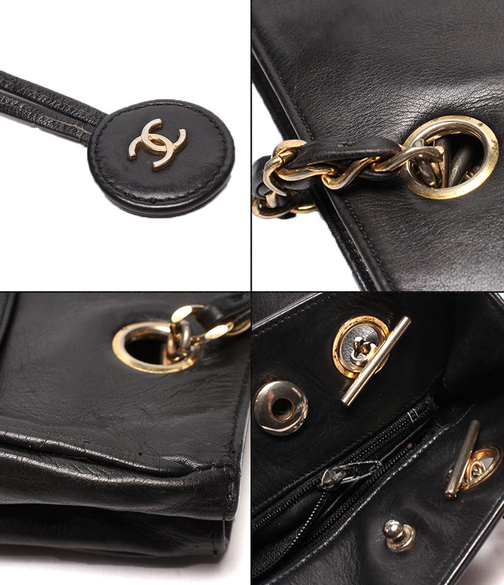 Chanel Chain Shoulder Bag Tote Gold Lambskin Quilted — view 8