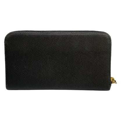 Prada Wallet Black Zip Around Leather — view 2