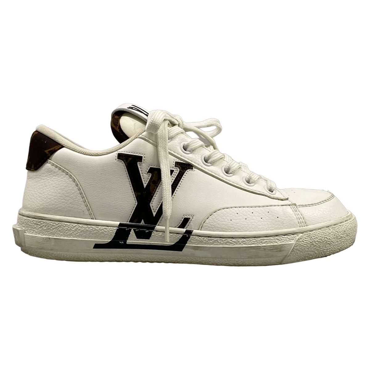 Louis Vuitton Sneakers Charlie Line White Dark Brown Black Low Cut Leather — view 4
