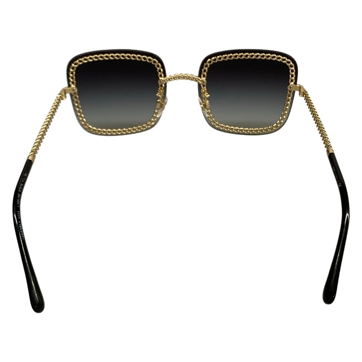 Chanel Sunglasses Dark Gray Gold Black Chain Eyewear — view 3