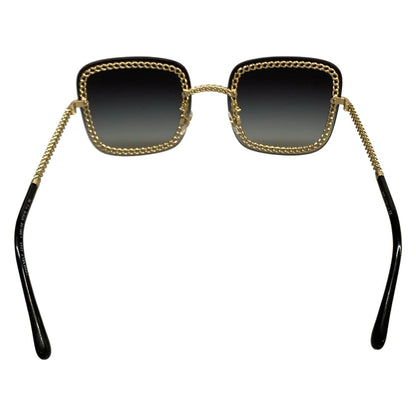 Chanel Sunglasses Dark Gray Gold Black Chain Eyewear — view 3