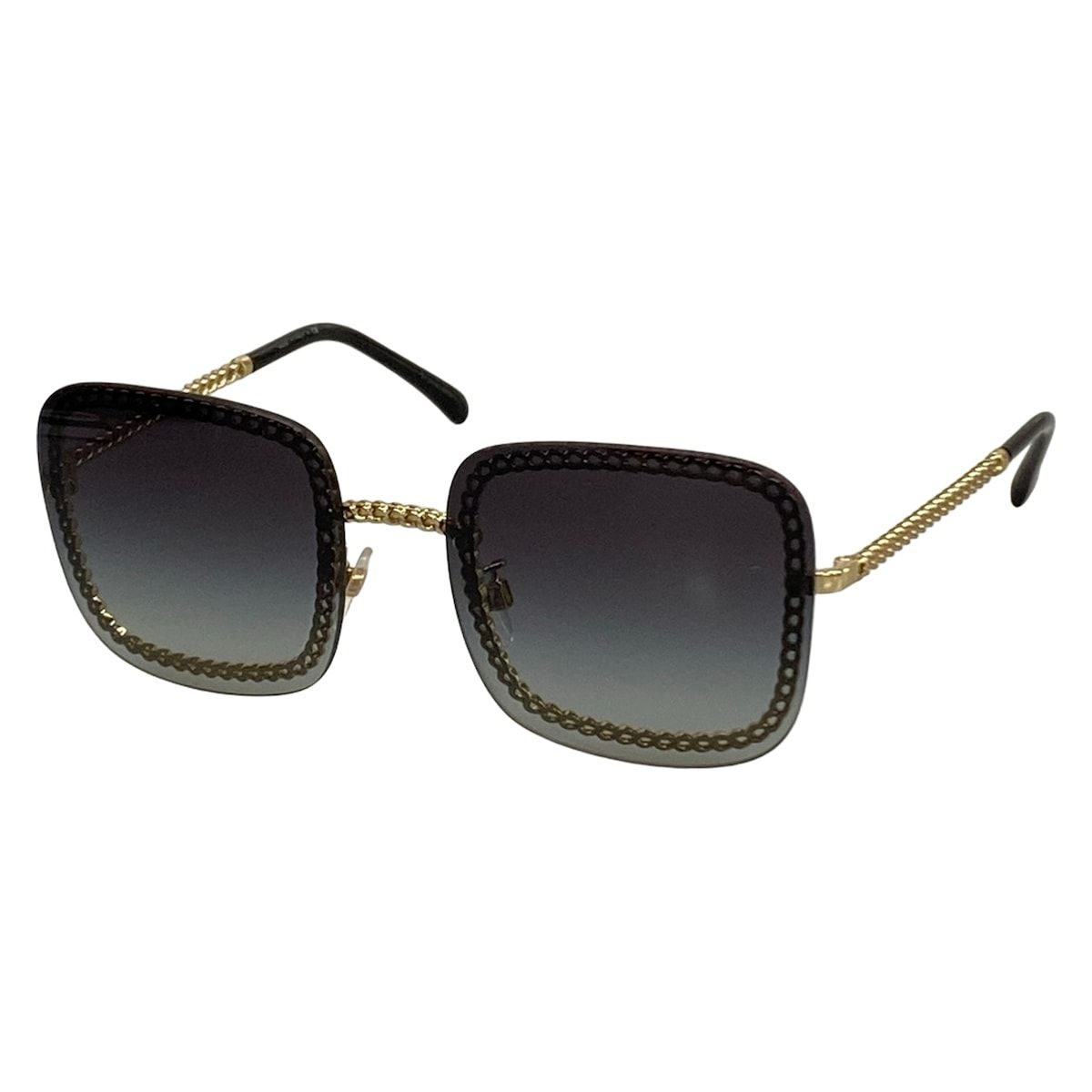 Chanel Sunglasses Dark Gray Gold Black Chain Eyewear