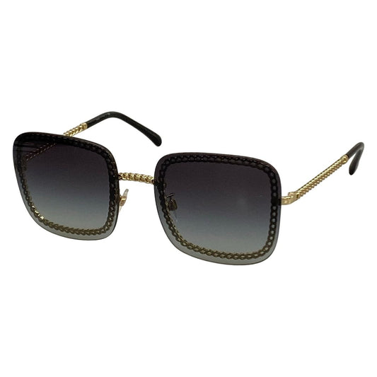 Chanel Sunglasses Dark Gray Gold Black Chain Eyewear