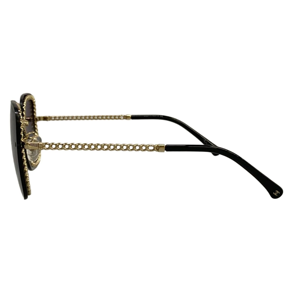 Chanel Sunglasses Dark Gray Gold Black Chain Eyewear — view 2