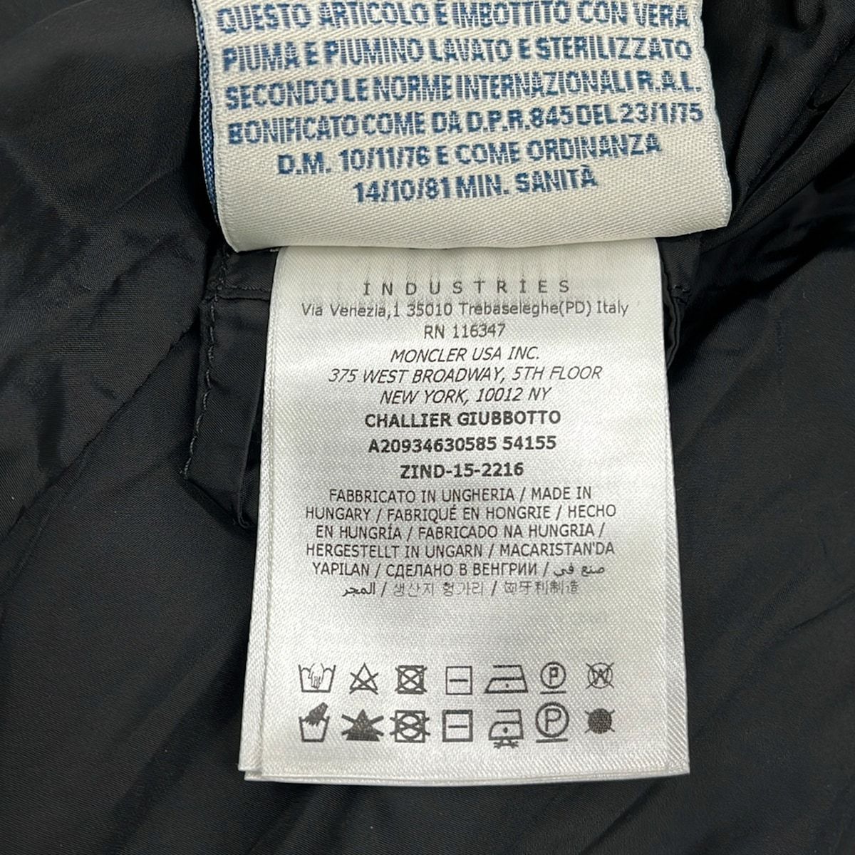 Moncler Down Coat 1 S Challier Giubbotto Black Beige Long Sleeve Zip — view 4