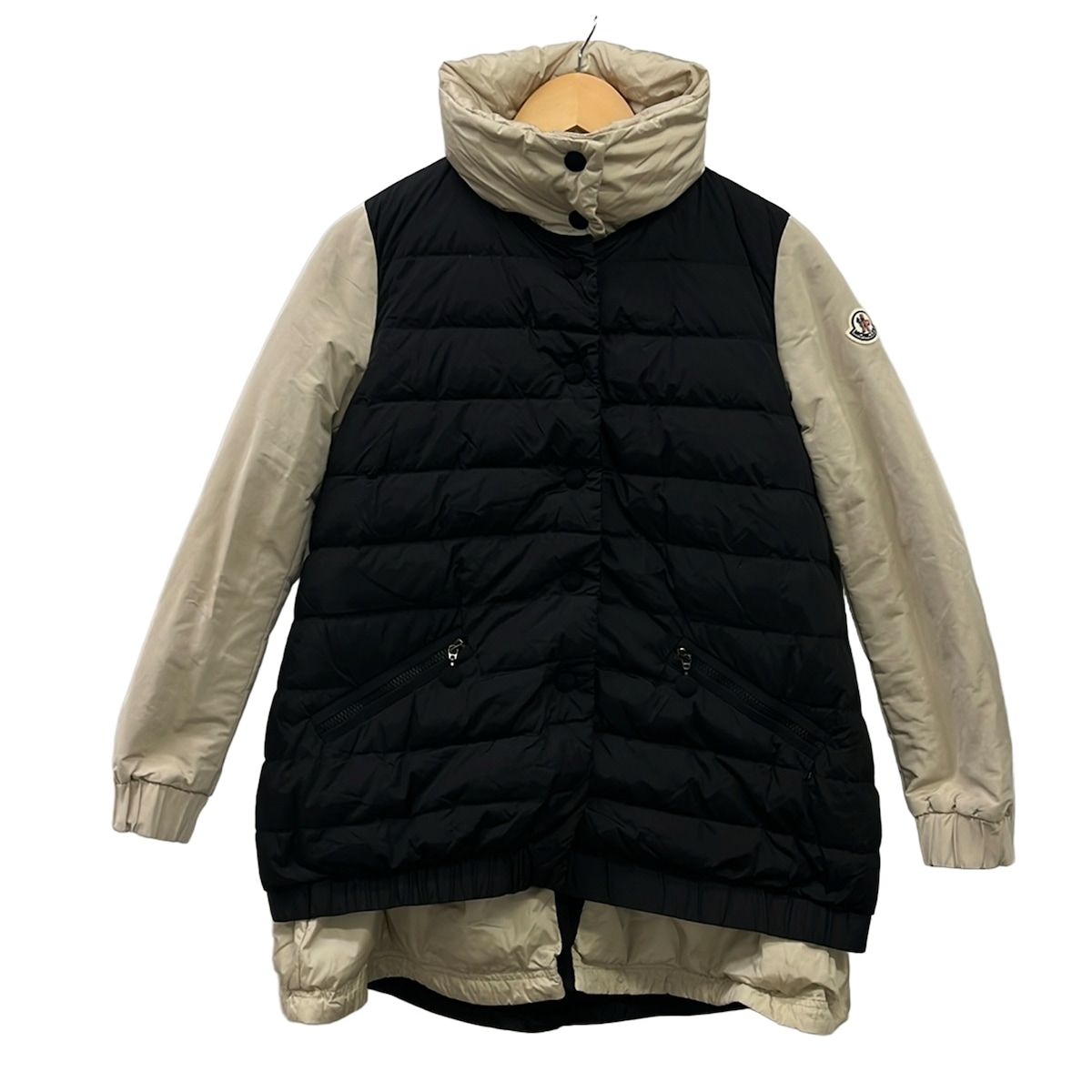 Moncler Down Coat 1 S Challier Giubbotto Black Beige Long Sleeve Zip