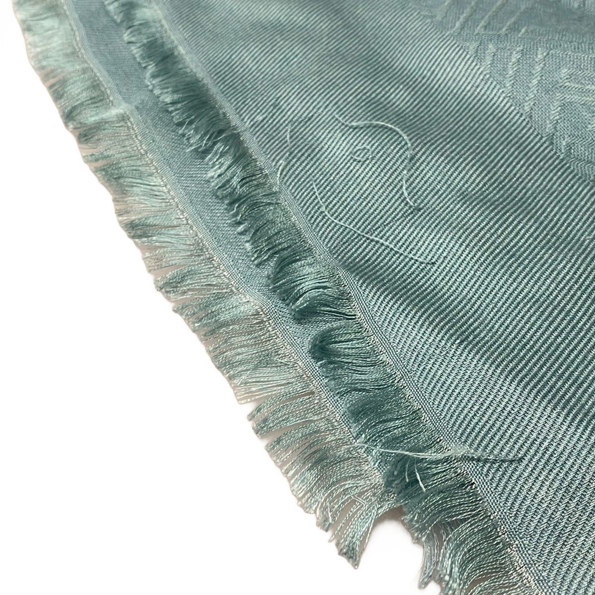 Fendi Shawl Zucca Pattern Light Blue Wool Silk Scarf — view 3