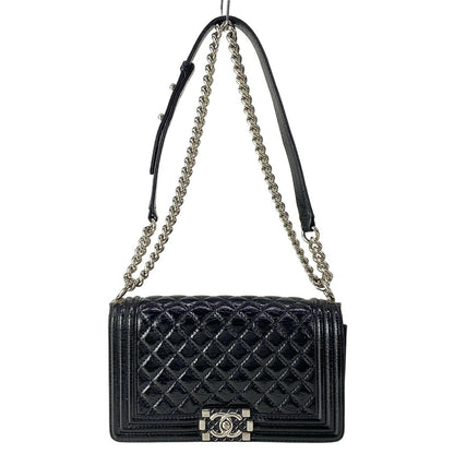 Chanel Shoulder Bag 25 Black Chain Silver