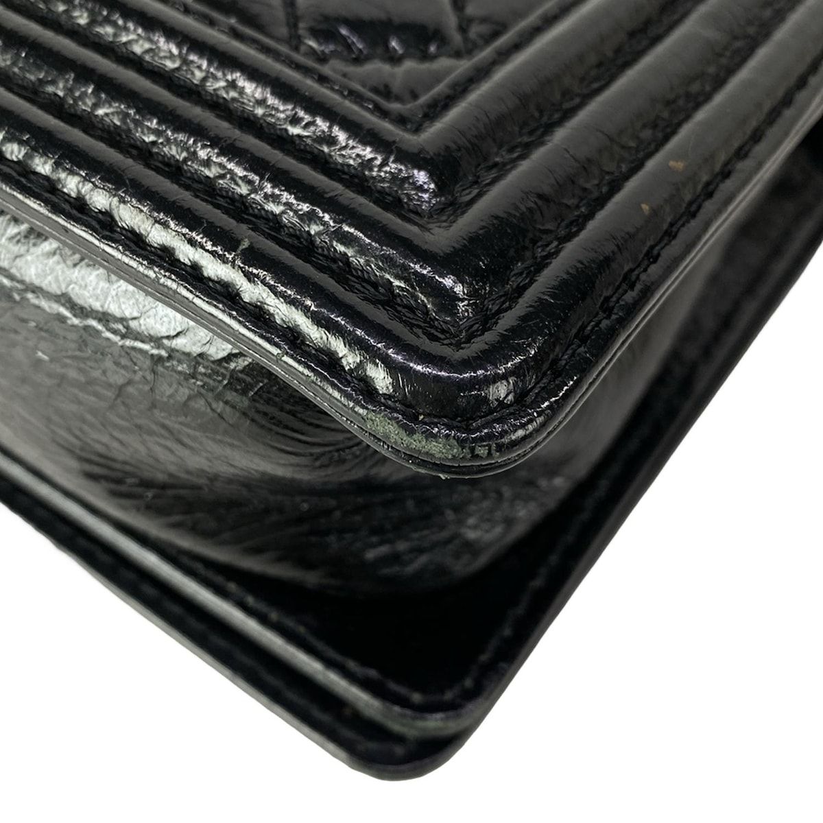 Chanel Shoulder Bag 25 Black Chain Silver — view 8