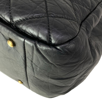 Chanel Shoulder Bag Quilted Black 2-Way Vintage Gold — view 9