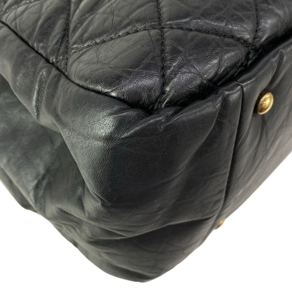 Chanel Shoulder Bag Quilted Black 2-Way Vintage Gold — view 8