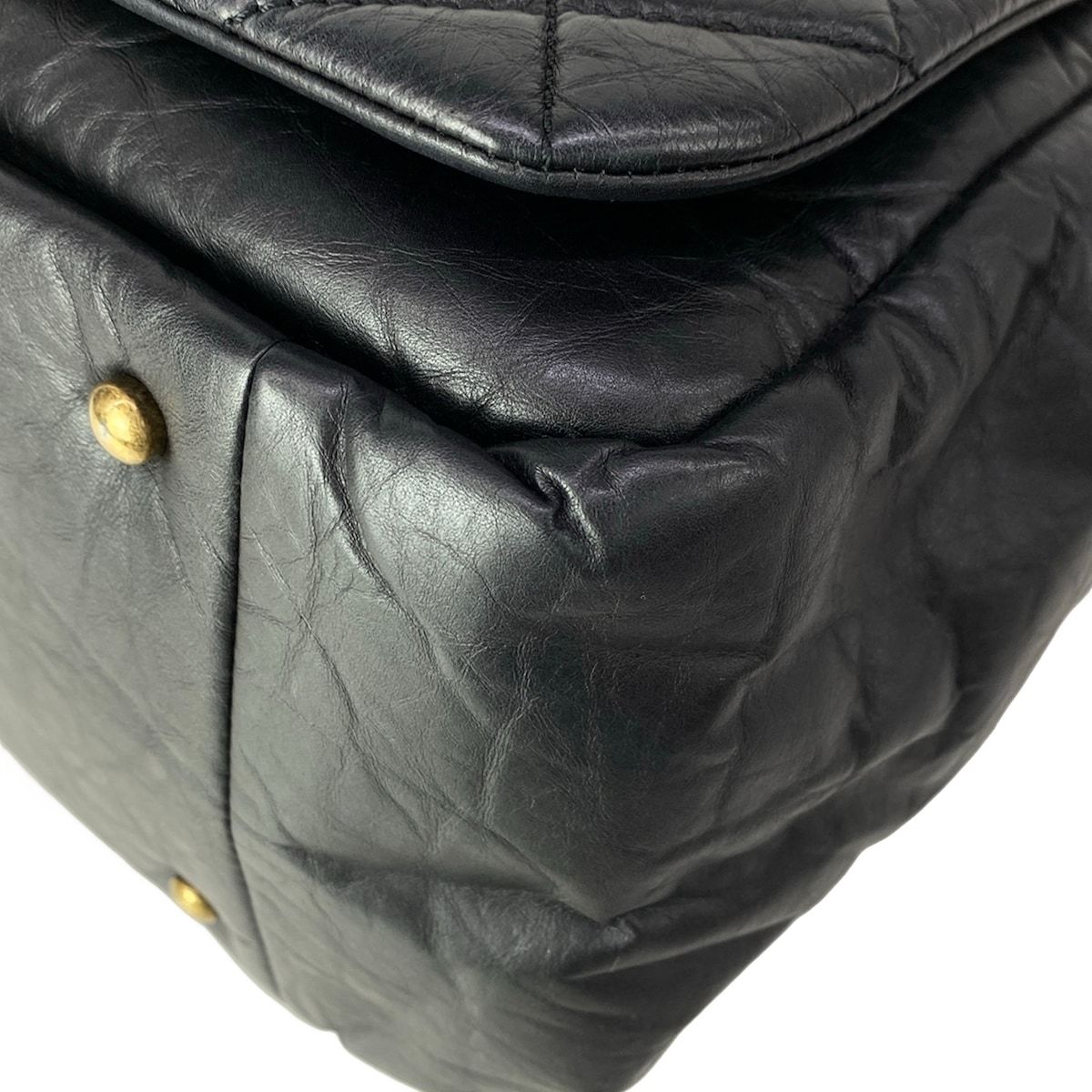 Chanel Shoulder Bag Quilted Black 2-Way Vintage Gold — view 7