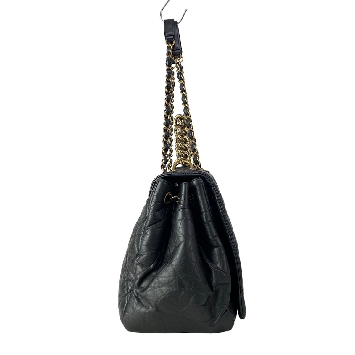 Chanel Shoulder Bag Quilted Black 2-Way Vintage Gold — view 2